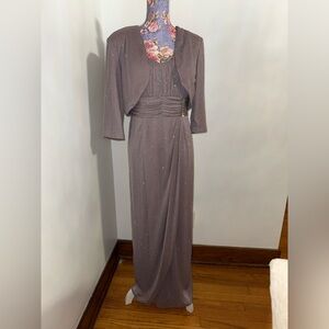 R&M Richards Strapless Taupe Gown